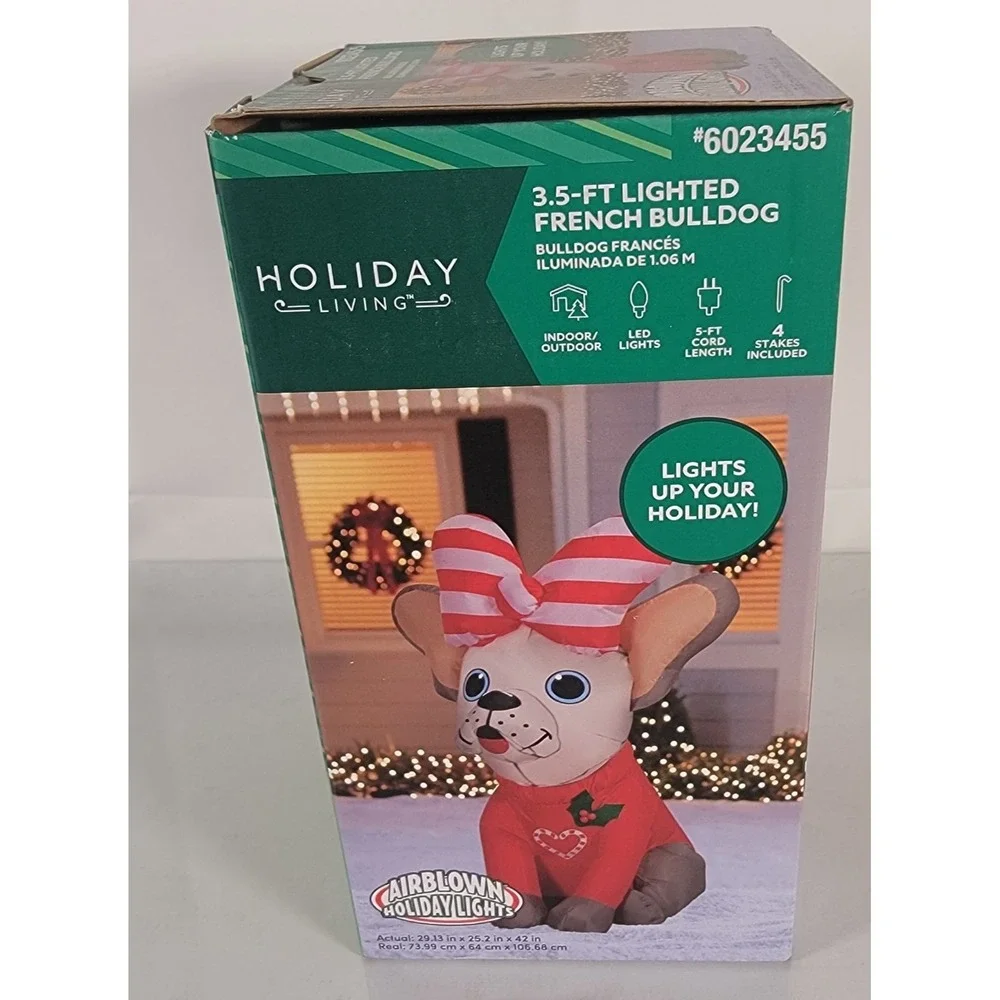 FRENCH BULLDOG SWEATER Hair Bow Christmas Airblown Yard Inflatable GIRL DOG!‎